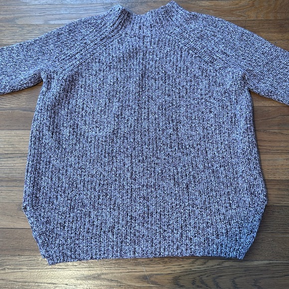 Loft maroon/white marled mock neck sweater. Size S. - Picture 9 of 10